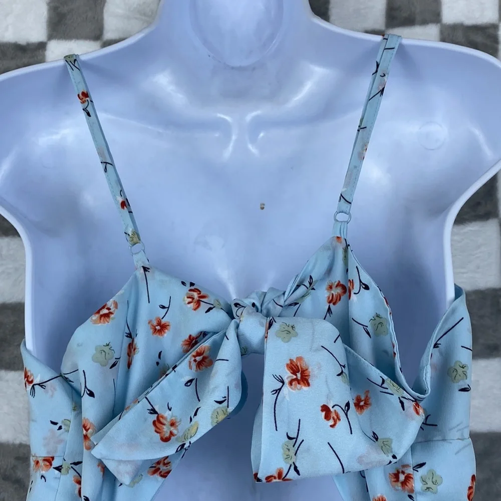 Baby Girl dresses pink strawberry blue floral with cute back tie 1xl 2xl Curve - Picture 5 of 10
